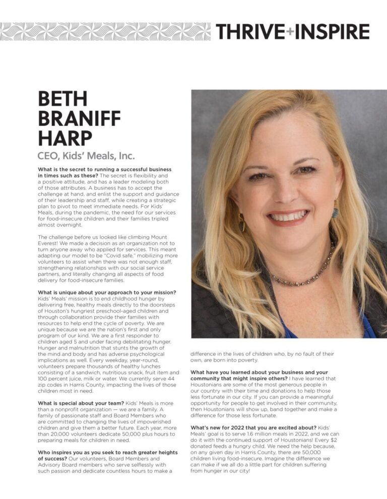 Kids’ Meals CFO honored in Houston Business Journal’s inaugural CFO Awards – The Leader News